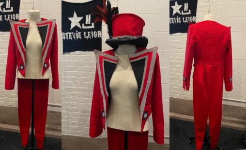 custom made rhinestoned ringmaster jacket and top hat created and sewed by clothing designer stevie leigh