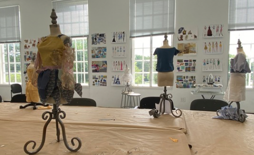 examples of student work created in the intro to fashion design class taught by fashion artist stevie leigh in framingham, massachusetts
