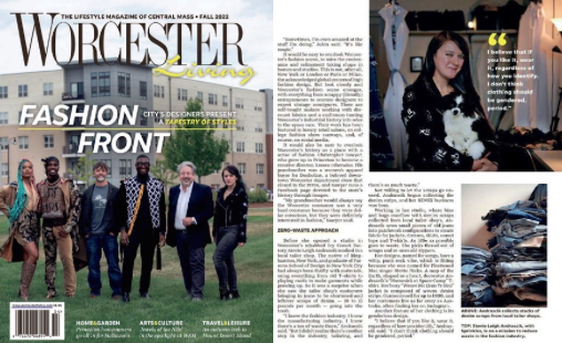 fashion designer stevie leigh on the cover of worcester living magazine