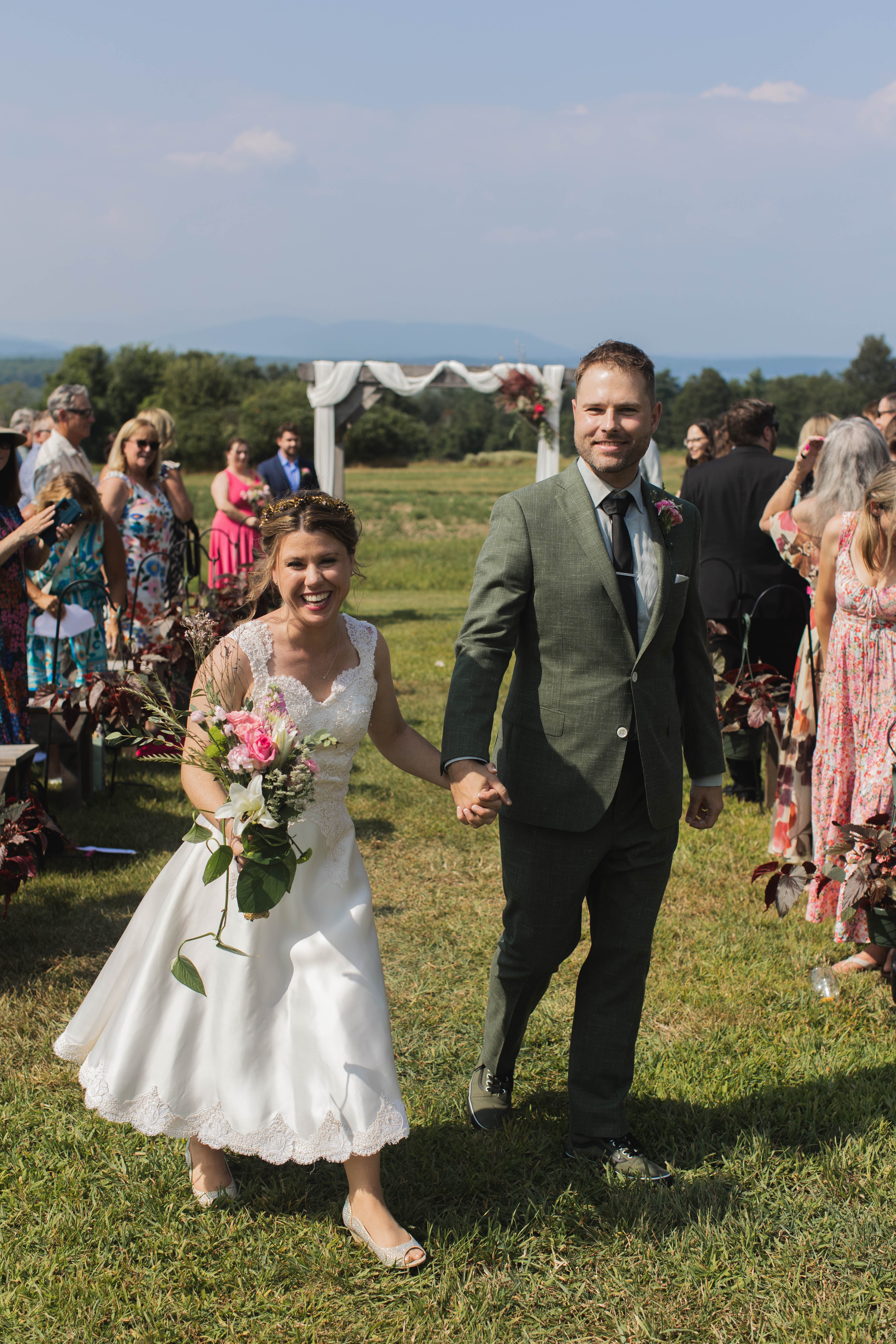 bride wearing upcycled wedding dress created by fashion designer Stevie Leigh in Denver, CO